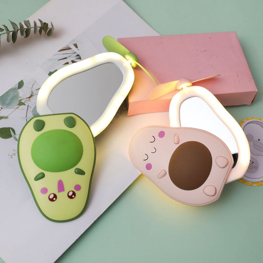 "Avocado" Personal Handheld Fan and Makeup Mirror