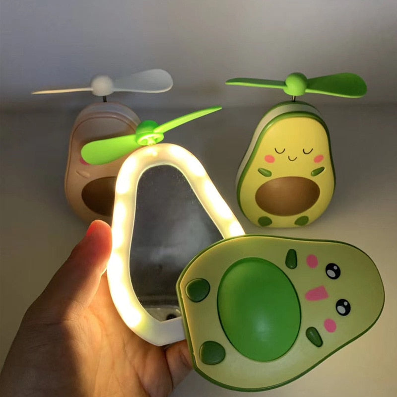 "Avocado" Personal Handheld Fan and Makeup Mirror